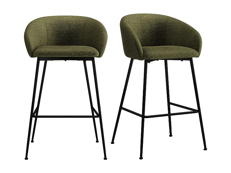 CHLOE-Sedia da bar in tessuto verde (x2)