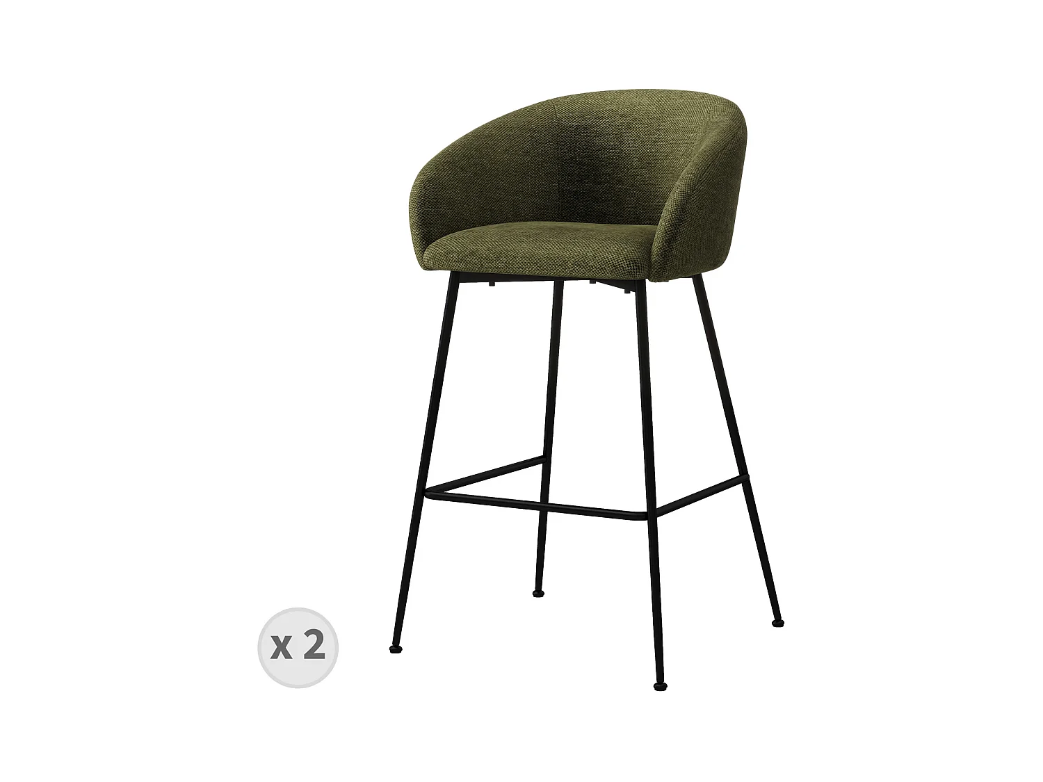 CHLOE-Silla de bar de tela verde (x2)