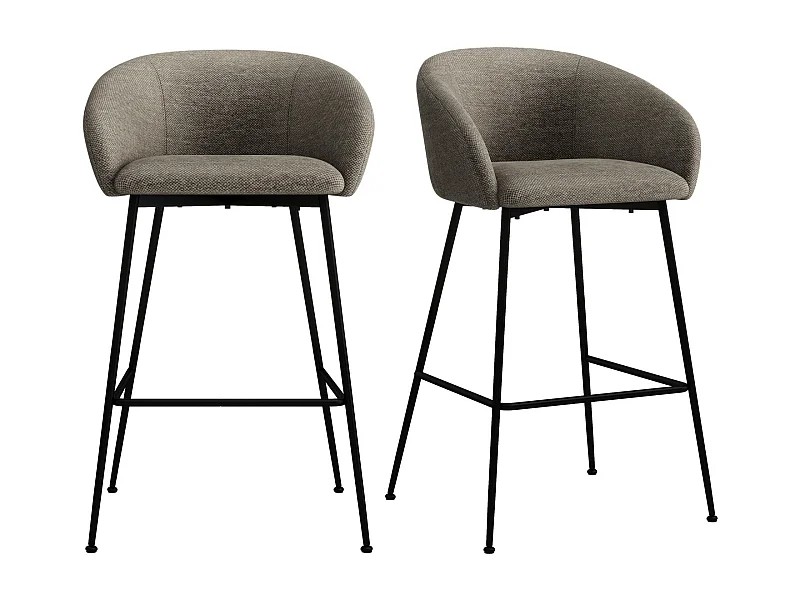 CHLOE-Silla de bar de tela marrone (x2)