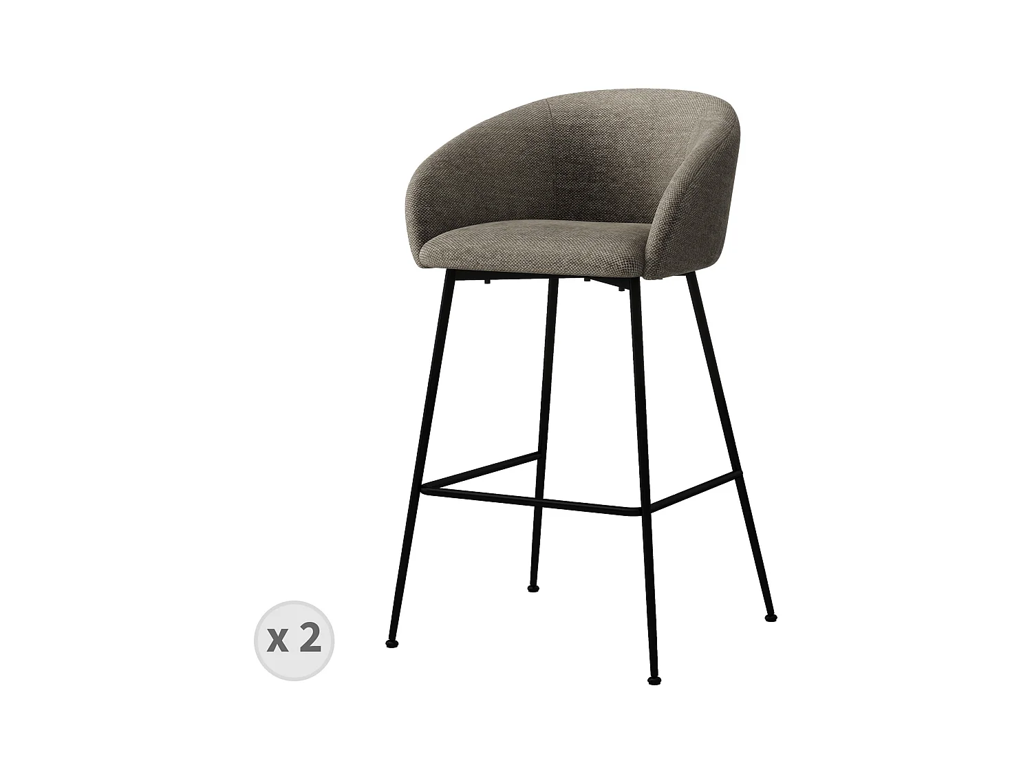 CHLOE-Silla de bar de tela marrone (x2)