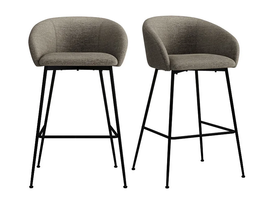 CHLOE-Sedia da bar in tessuto marrone (x2)