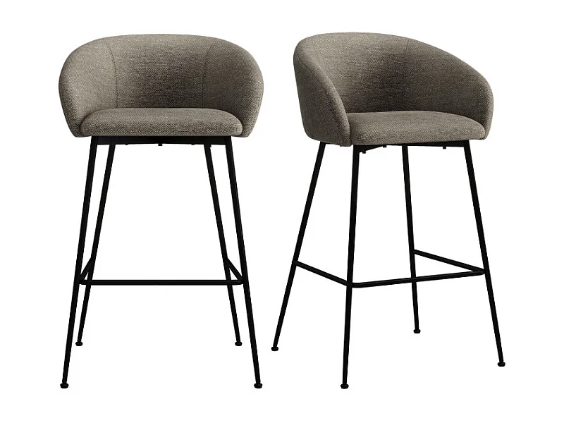 CHLOE-Sedia da bar in tessuto marrone (x2)