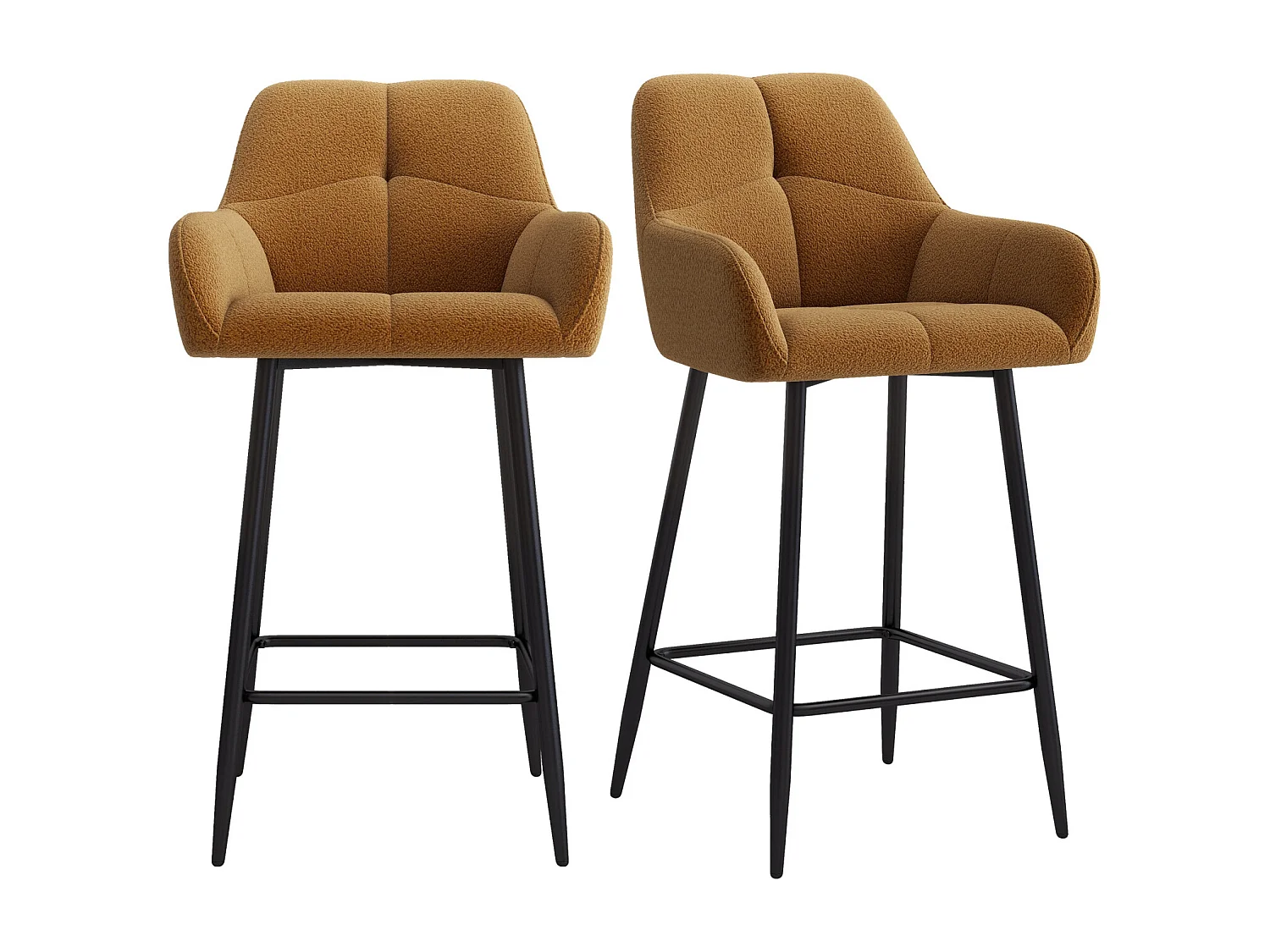 LEA-Poltrona da bar in tessuto Cosy Ocre (x2)