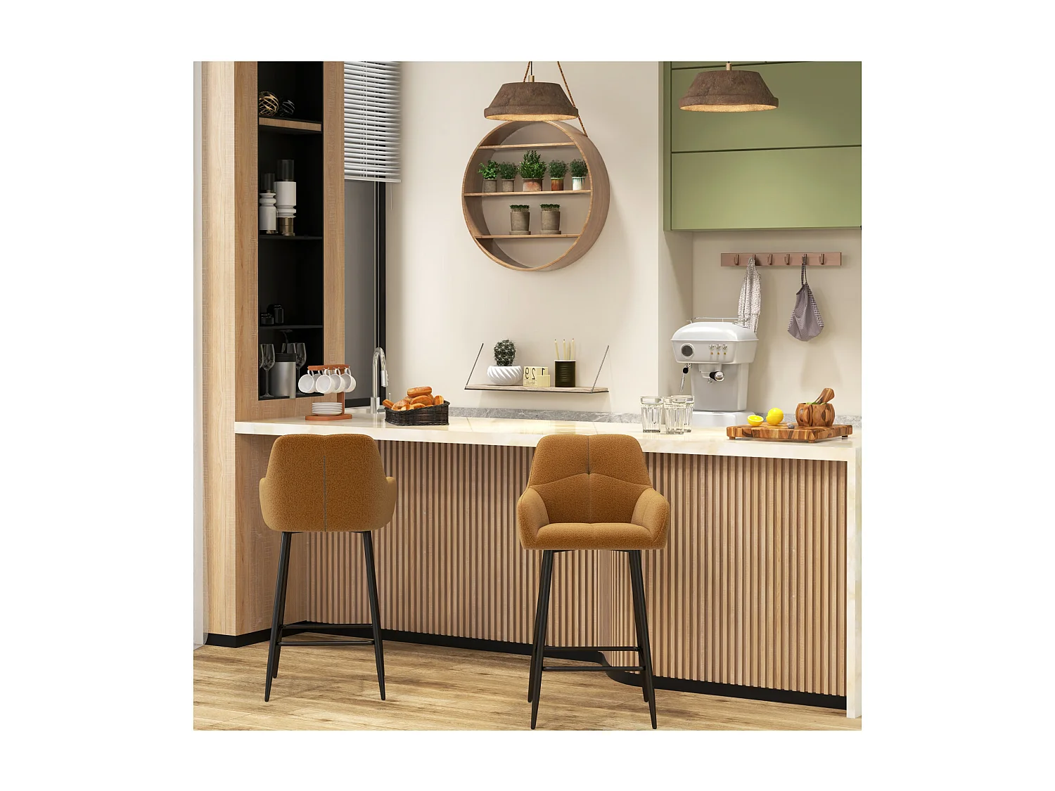 LEA-Poltrona da bar in tessuto Cosy Ocre (x2)