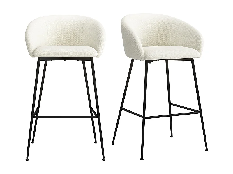 CHLOE-Sedia da bar in tessuto ecru (x2)