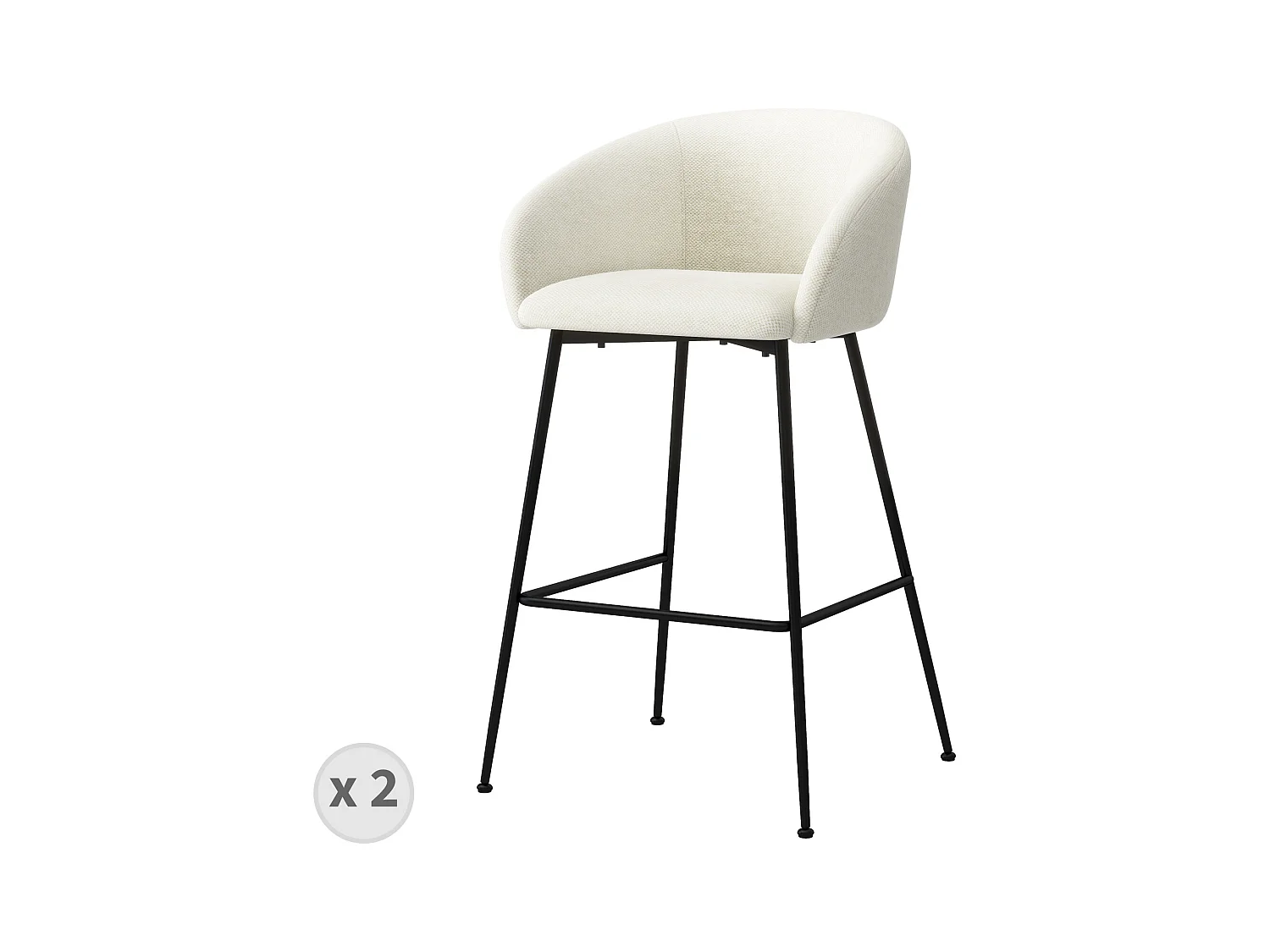 CHLOE-Silla de bar de tela ecru (x2)