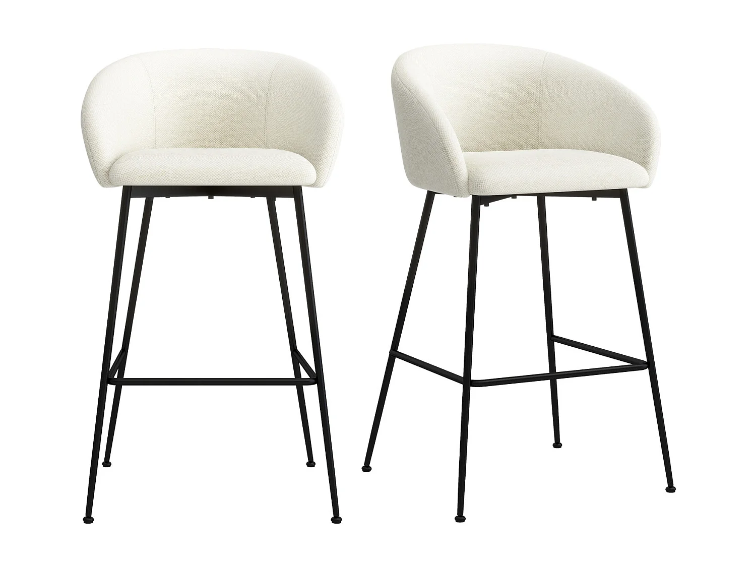 CHLOE-Sedia da bar in tessuto ecru (x2)