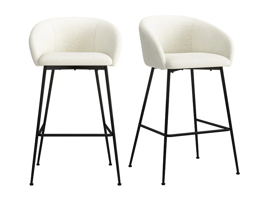 CHLOE-Sedia da bar in tessuto ecru (x2)