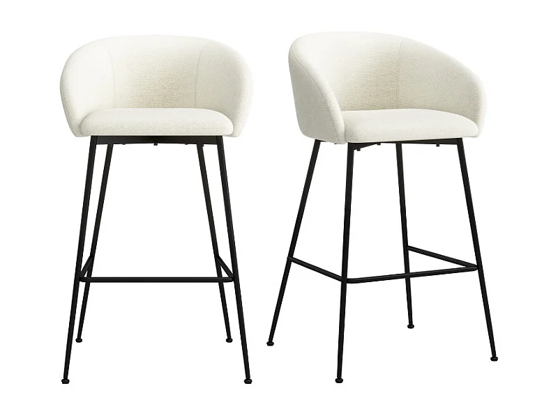 CHLOE-Sedia da bar in tessuto ecru (x2)