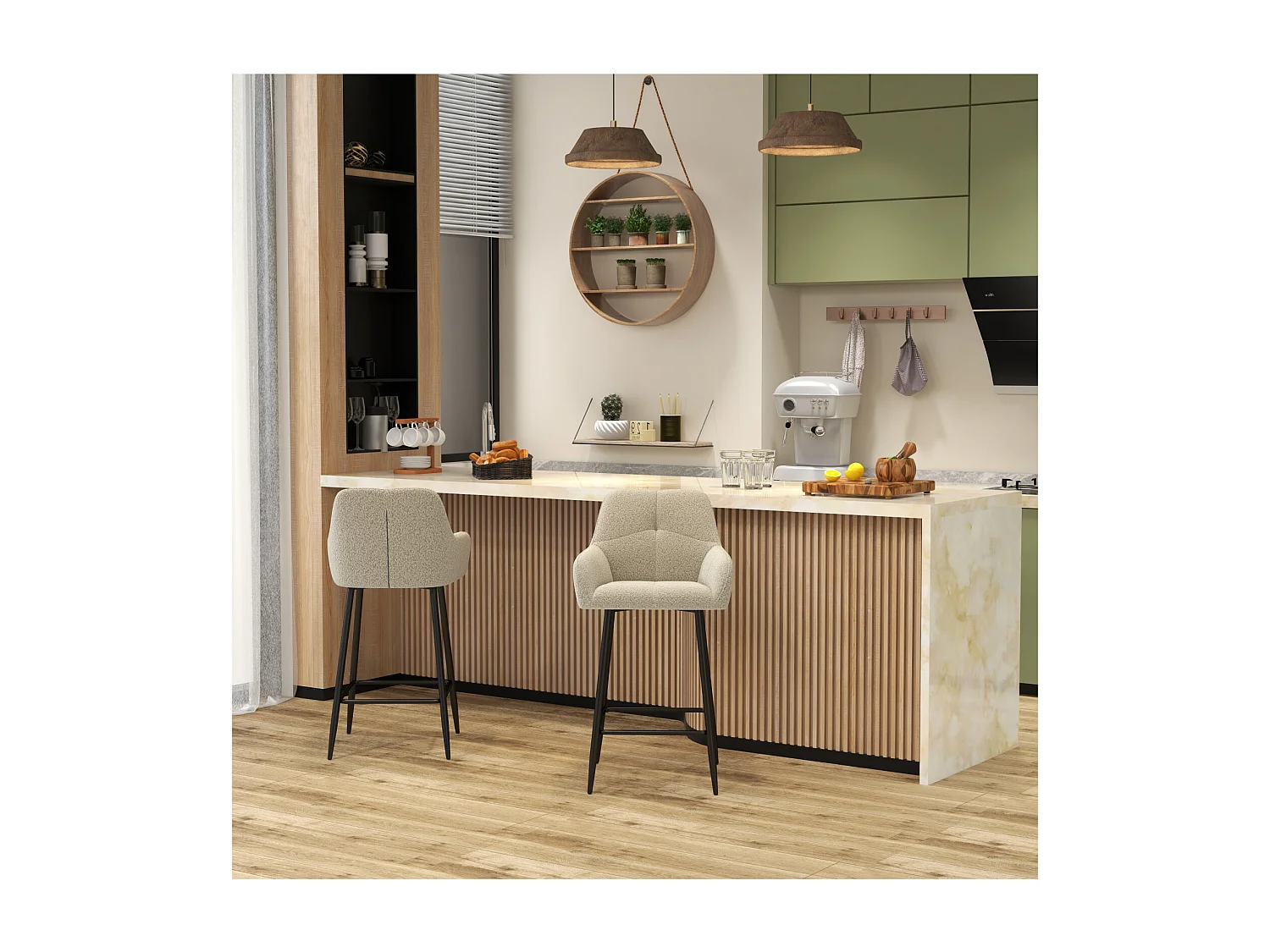 LEA-Poltrona da bar in tessuto Cosy Mastic (x2)