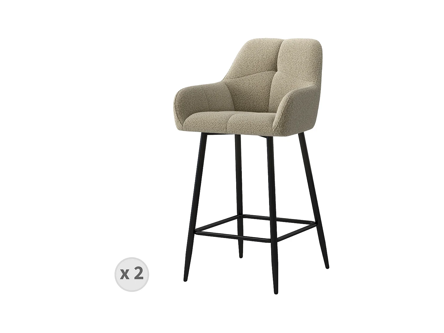 LEA-Fauteuil de bar en tissu Cosy Mastic (x2)