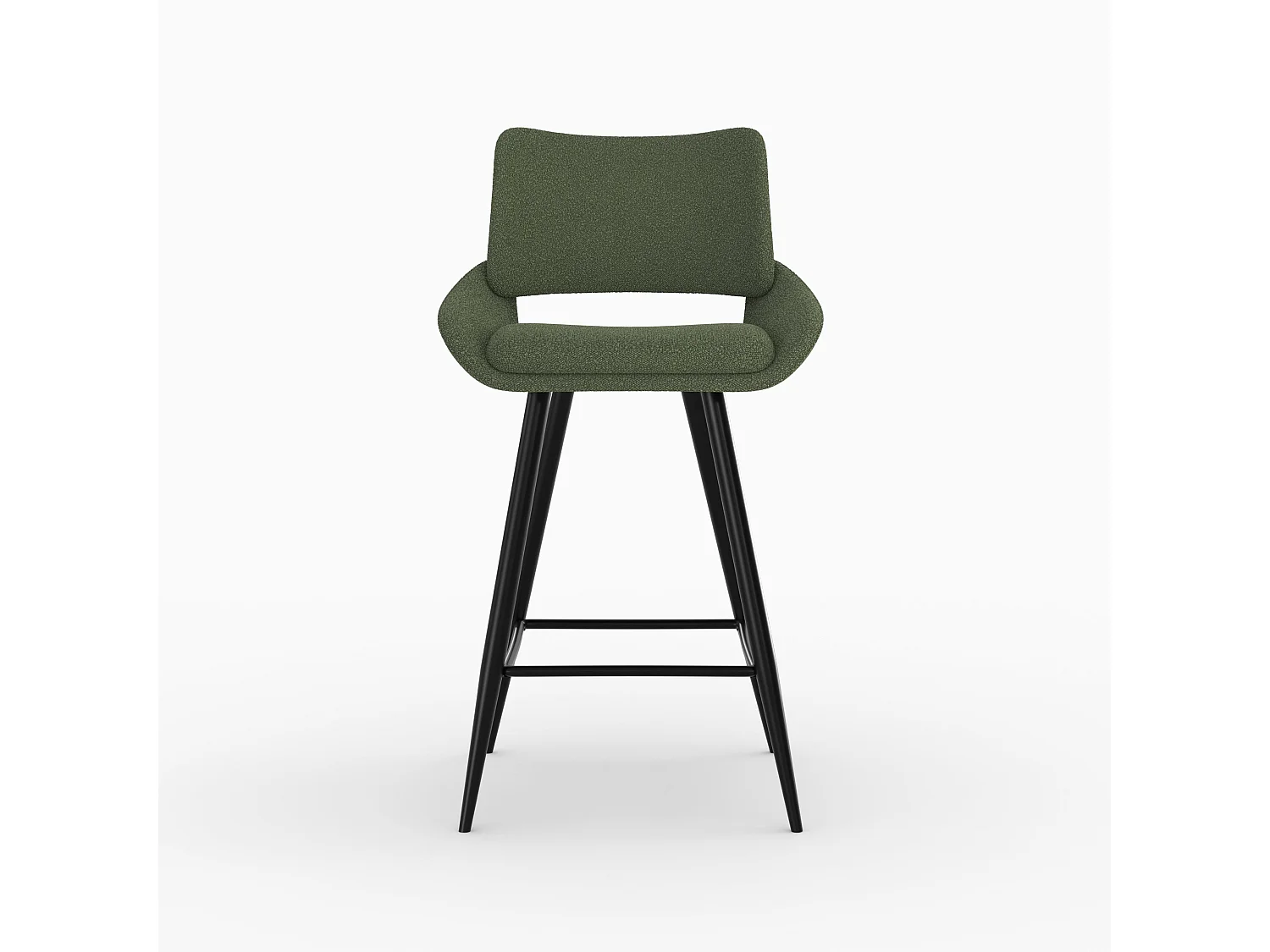 Lot de 2 chaises pour îlot central en tissu bouclé vert kaki 66 cm - Alfy