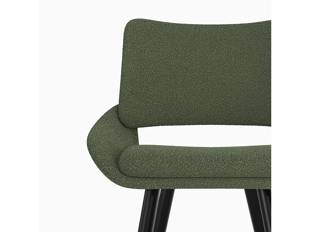 Lot de 2 chaises pour îlot central en tissu bouclé vert kaki 66 cm - Alfy