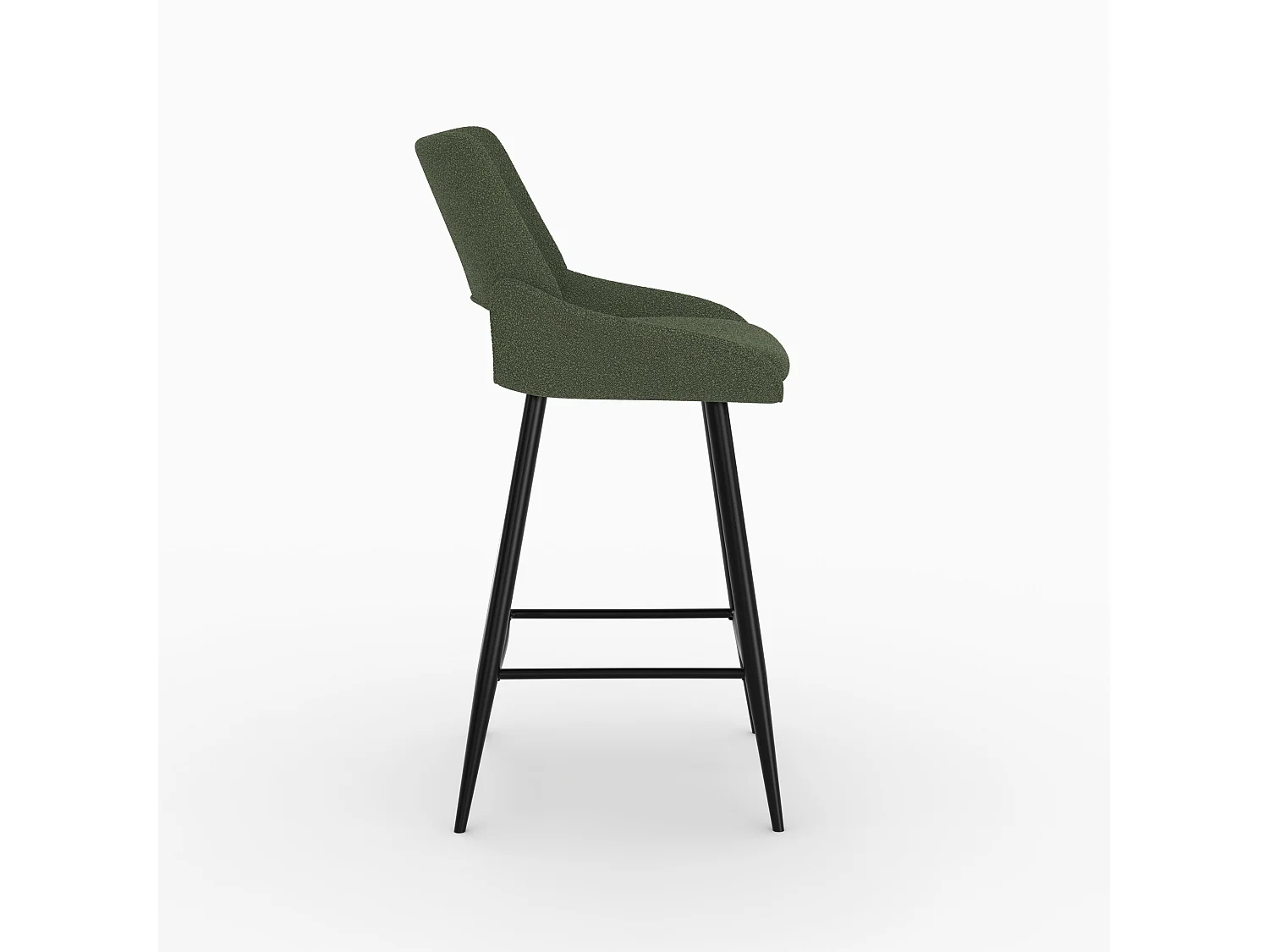 Set de 2 sillas para isla central en tejido bouclé verde 66 cm - Alfy