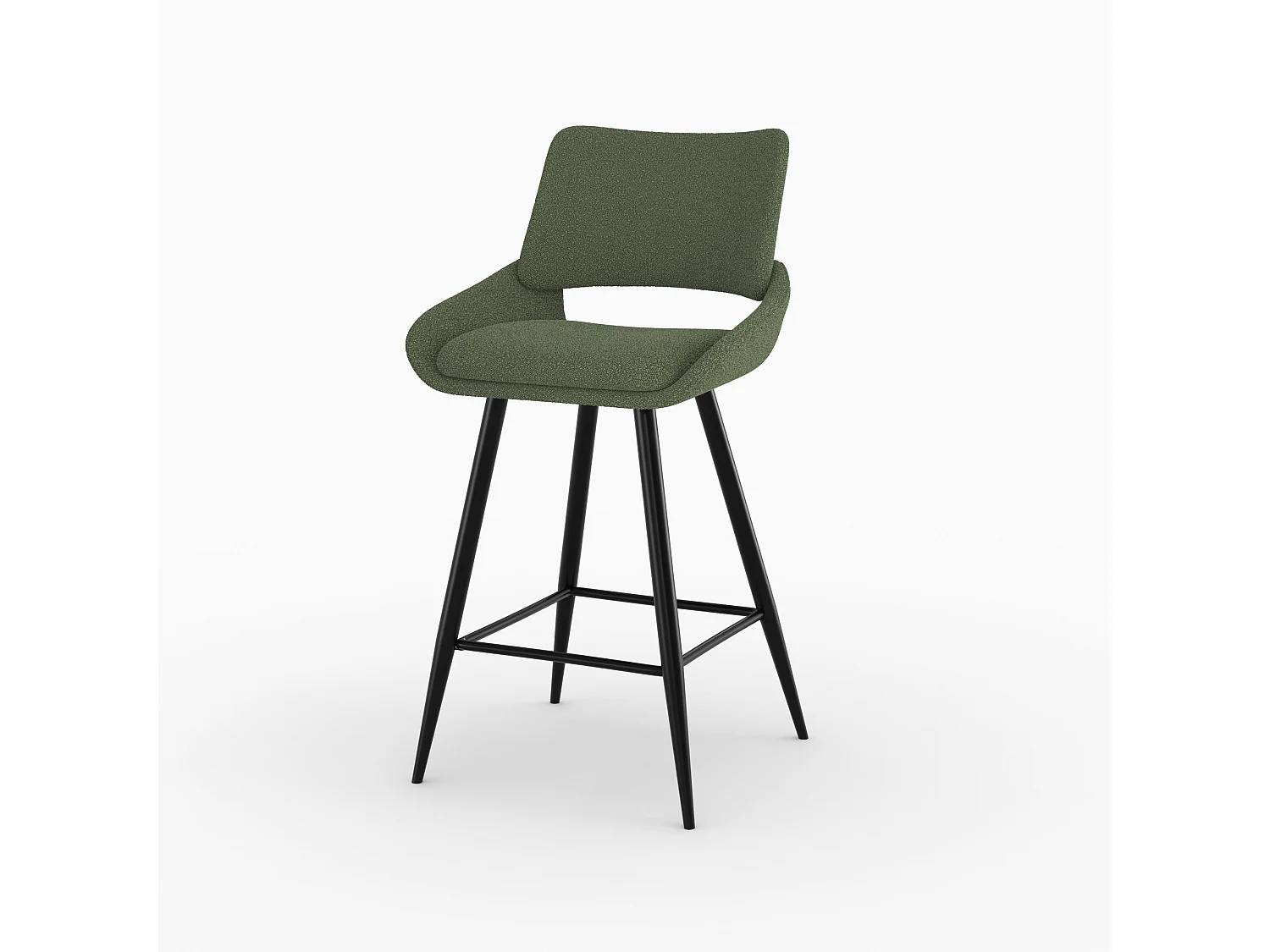 Lot de 2 chaises pour îlot central en tissu bouclé vert kaki 66 cm - Alfy