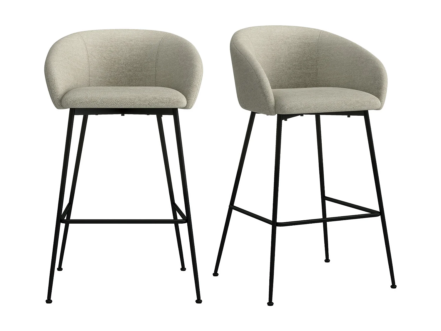 CHLOE-Sedia da bar in tessuto beige (x2)