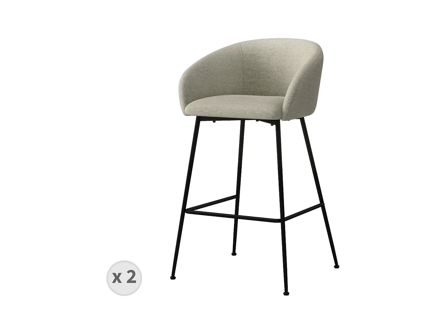 CHLOE-Silla de bar de tela beige (x2)