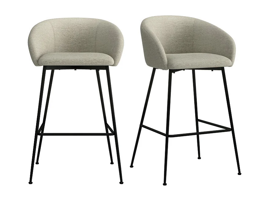 CHLOE-Fauteuil de bar en tissu Luxury Grège (x2)