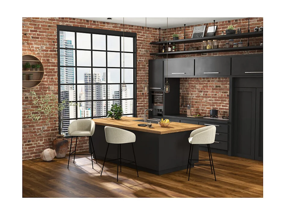 CHLOE-Fauteuil de bar en tissu Luxury Grège (x2)