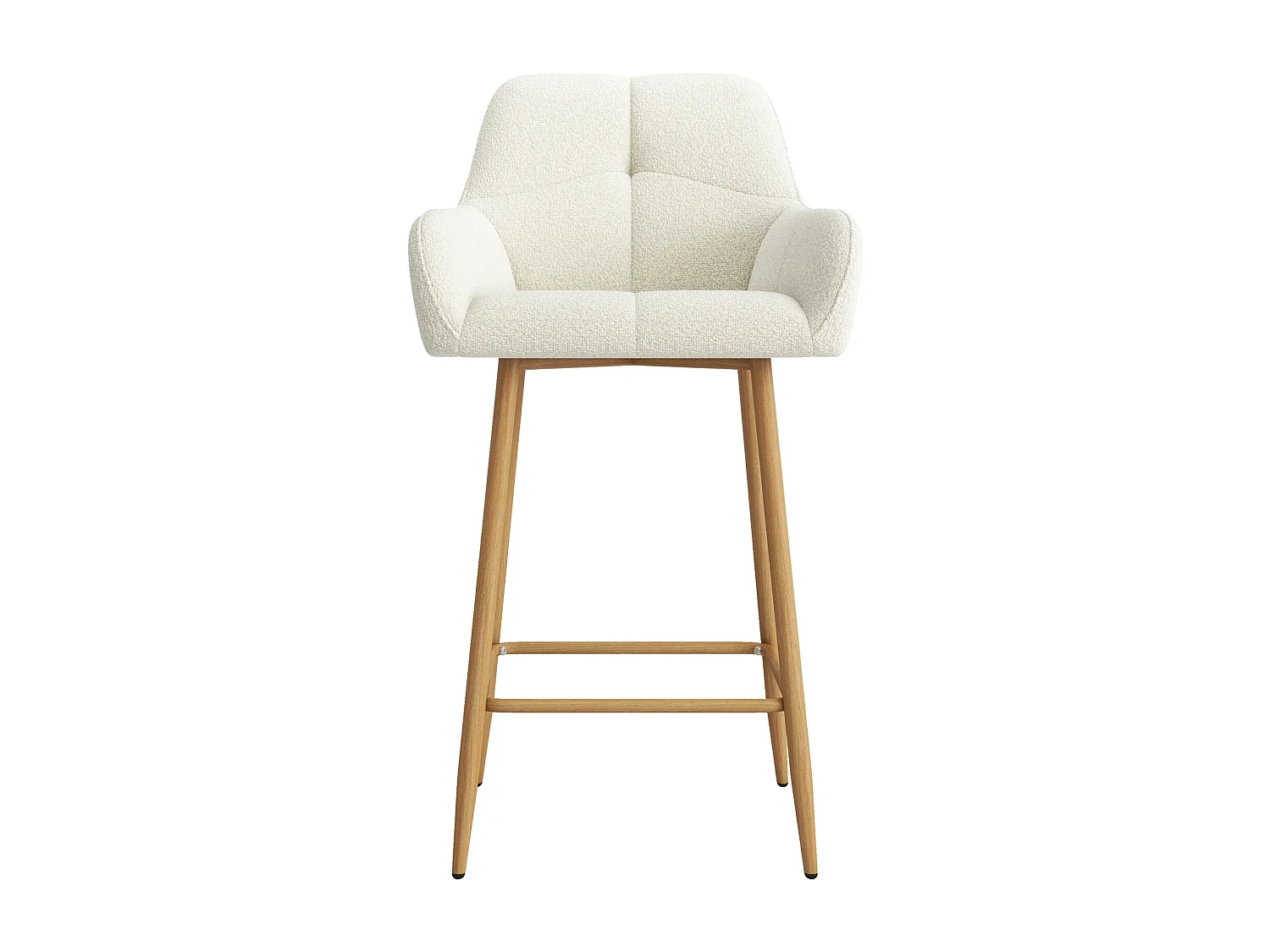 LEA-Fauteuil de bar en tissu Cozy Ecru et métal chêne (x2)