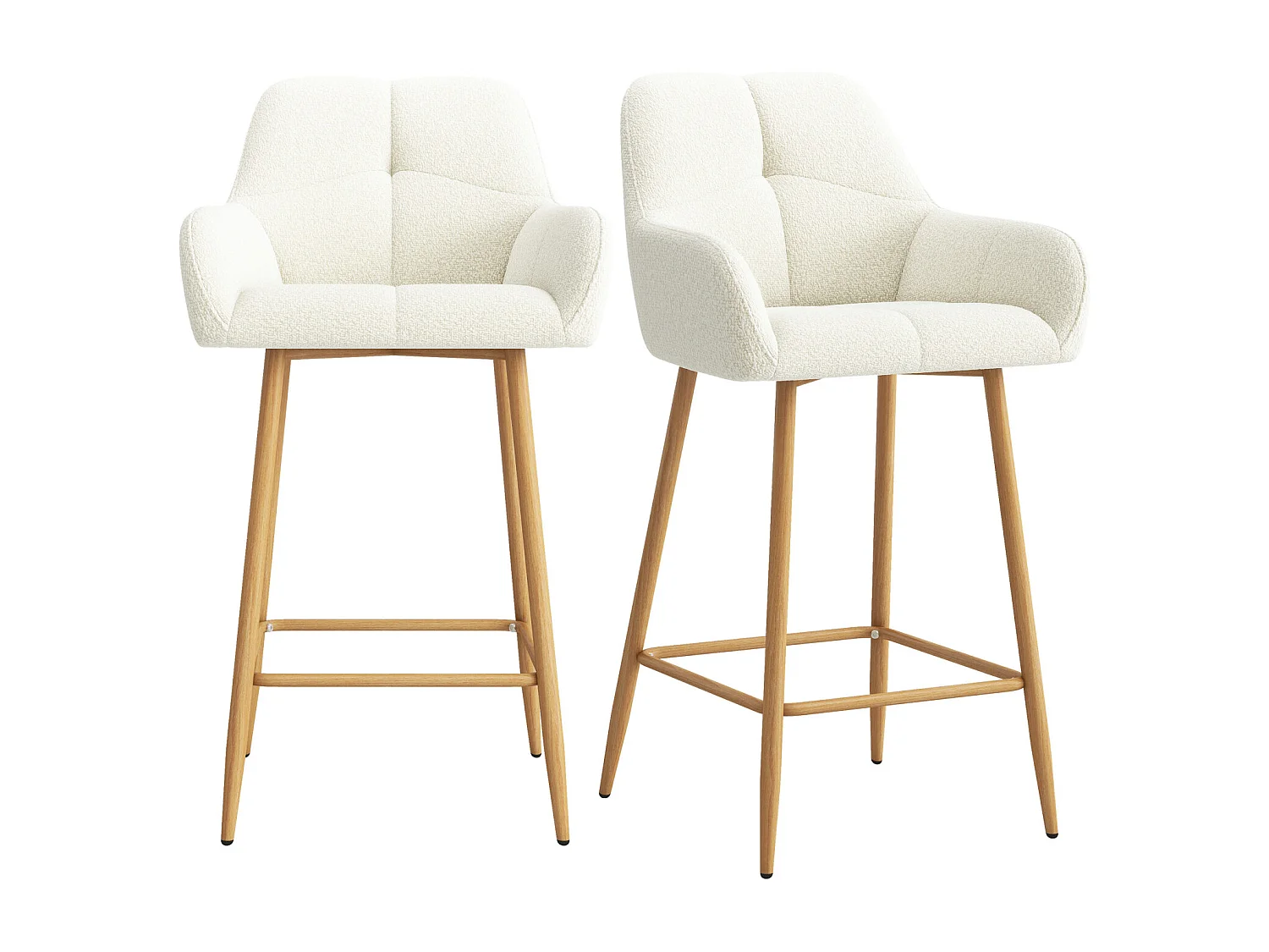 LEA-Silla de bar de tela Cozy Ecru y metal roble (x2)