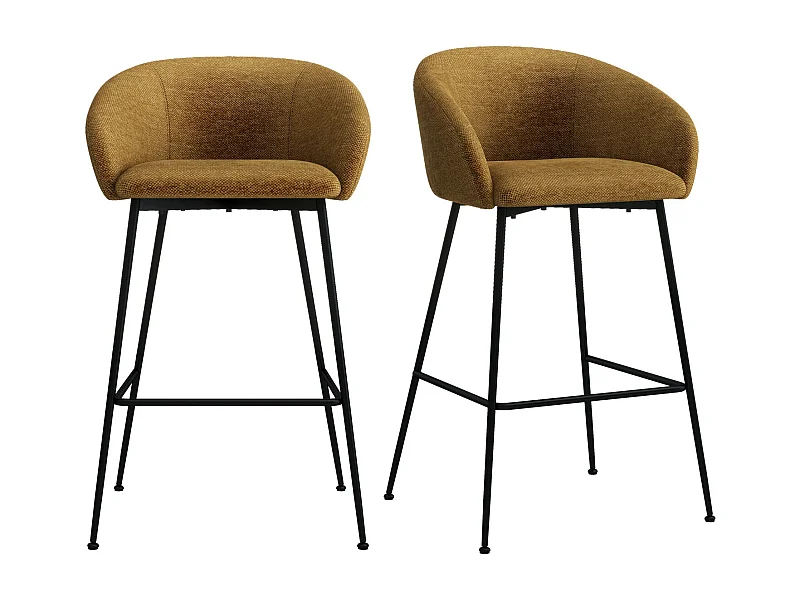CHLOE-Silla de bar de tela mostaza (x2)