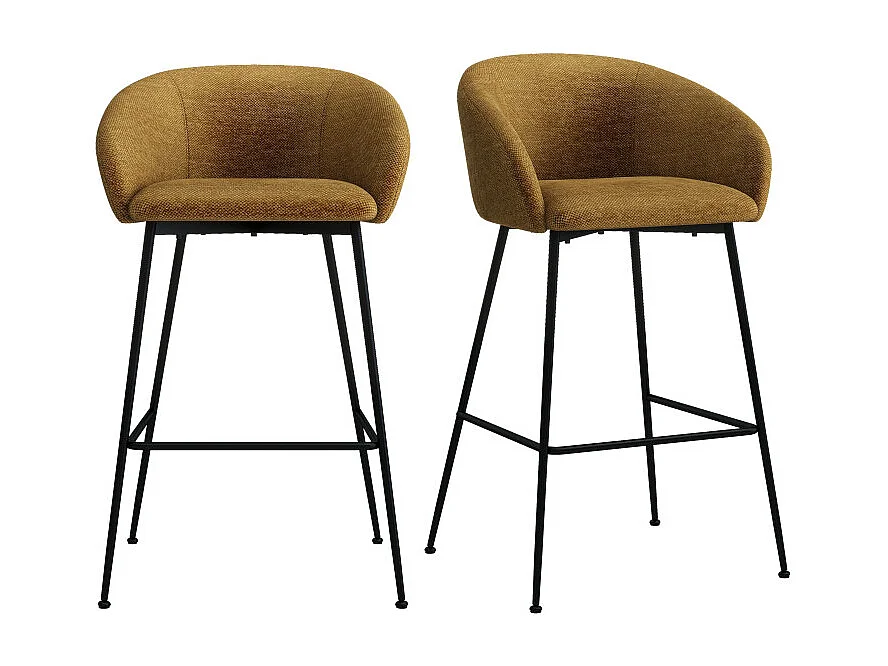 CHLOE-Sedia da bar in tessuto senape (x2)