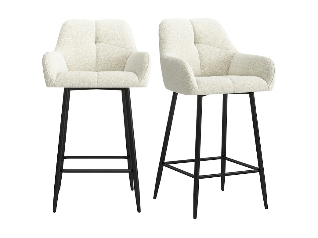 LEA-Poltrona da bar in tessuto Cosy Ecru (x2)