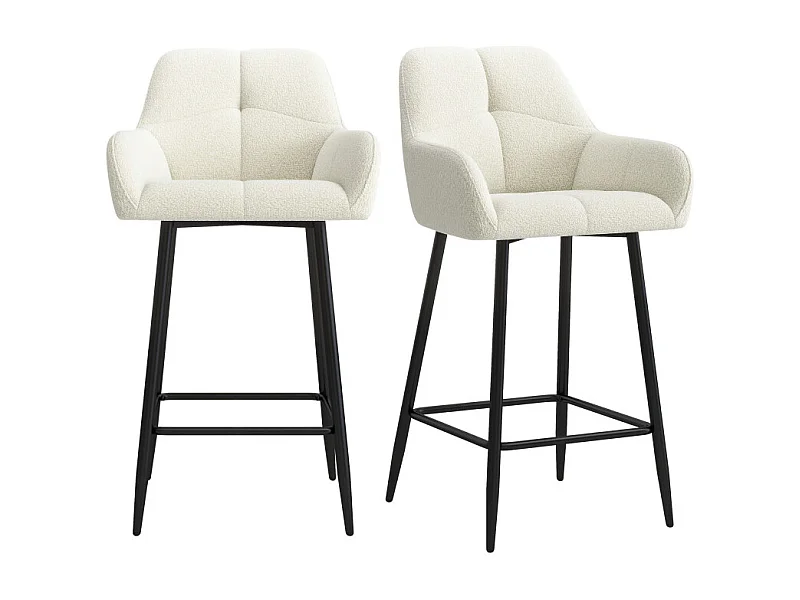 LEA-Poltrona da bar in tessuto Cosy Ecru (x2)