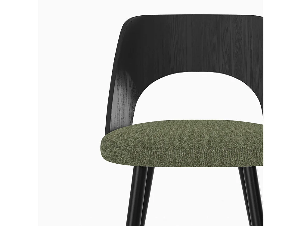 Lot de 2 chaises pour îlot central en tissu bouclé vert kaki 66 cm - Mindy