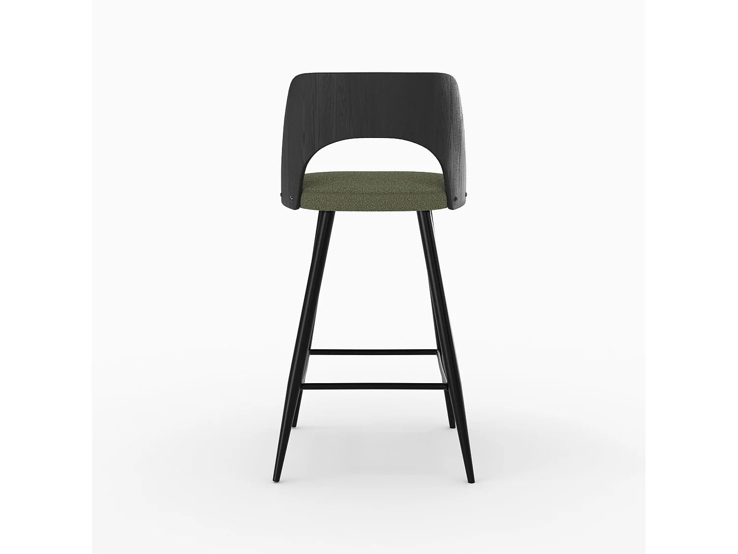 Lot de 2 chaises pour îlot central en tissu bouclé vert kaki 66 cm - Mindy