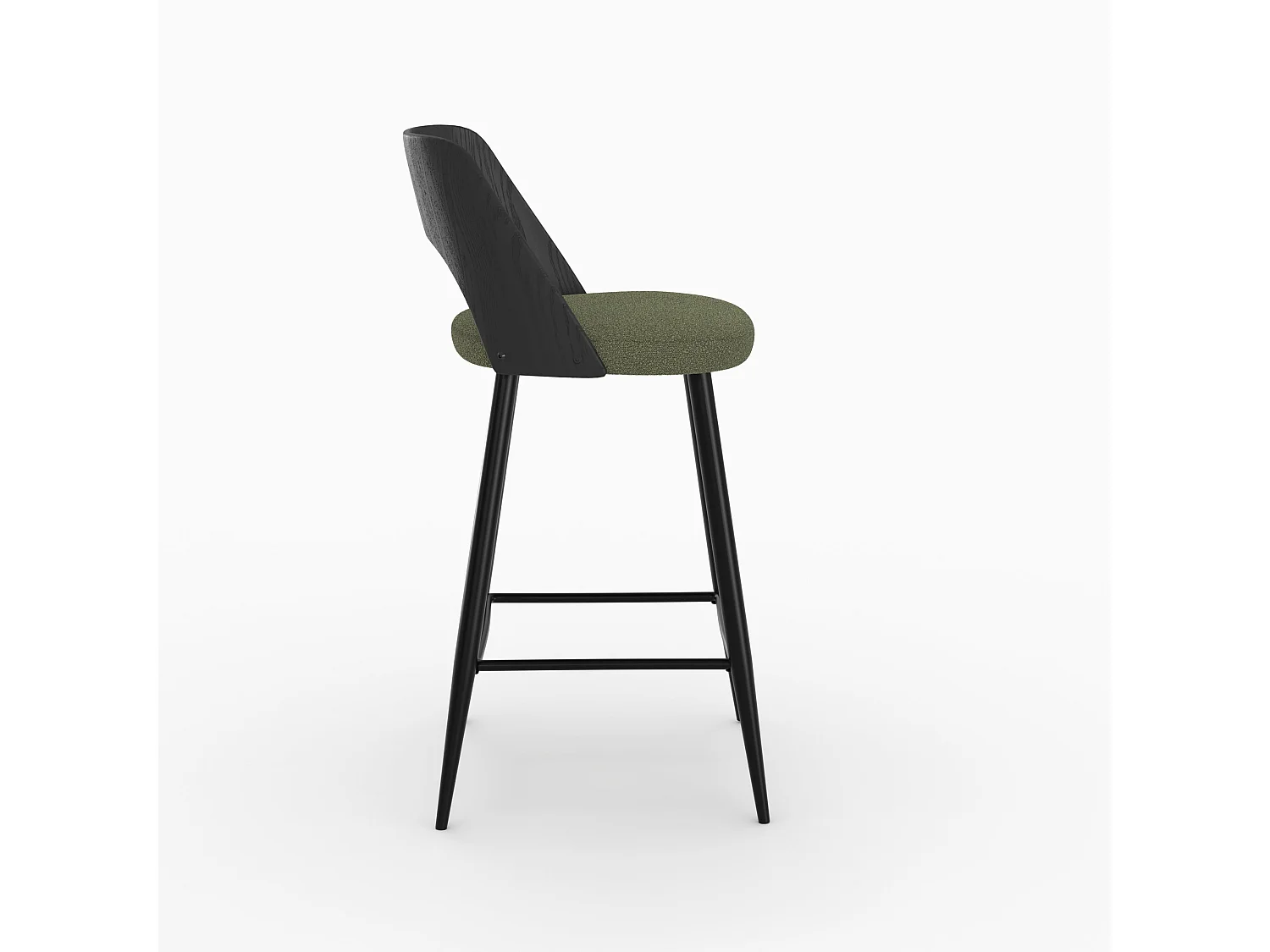 Lot de 2 chaises pour îlot central en tissu bouclé vert kaki 66 cm - Mindy