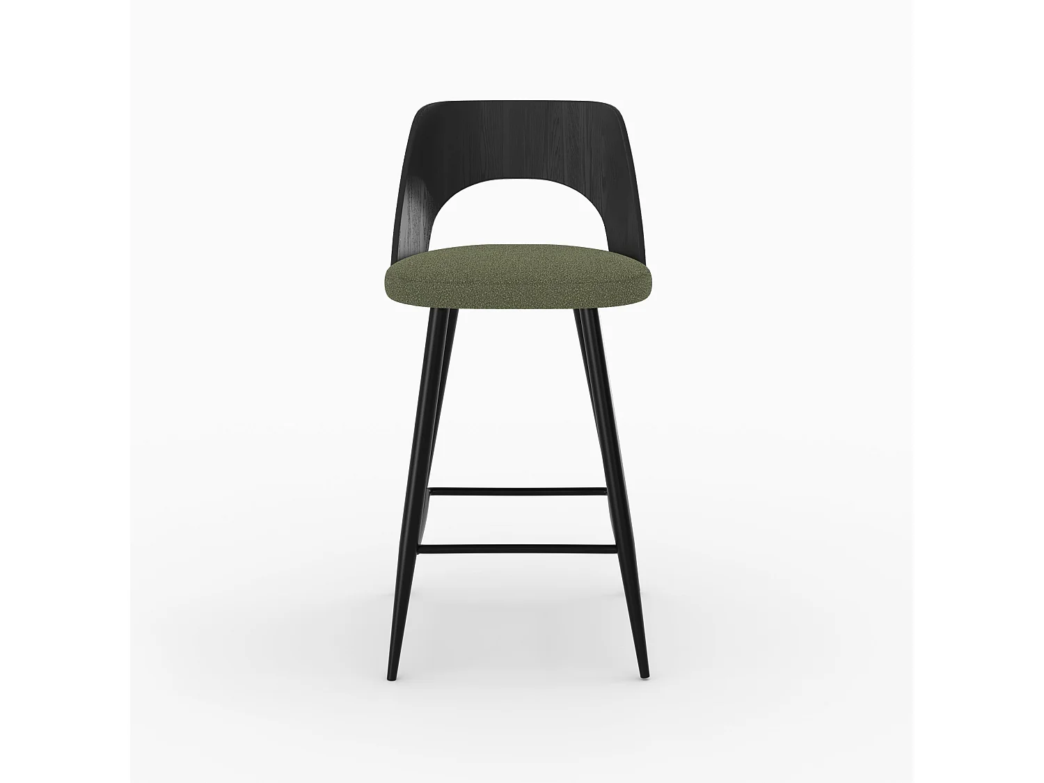 Lot de 2 chaises pour îlot central en tissu bouclé vert kaki 66 cm - Mindy