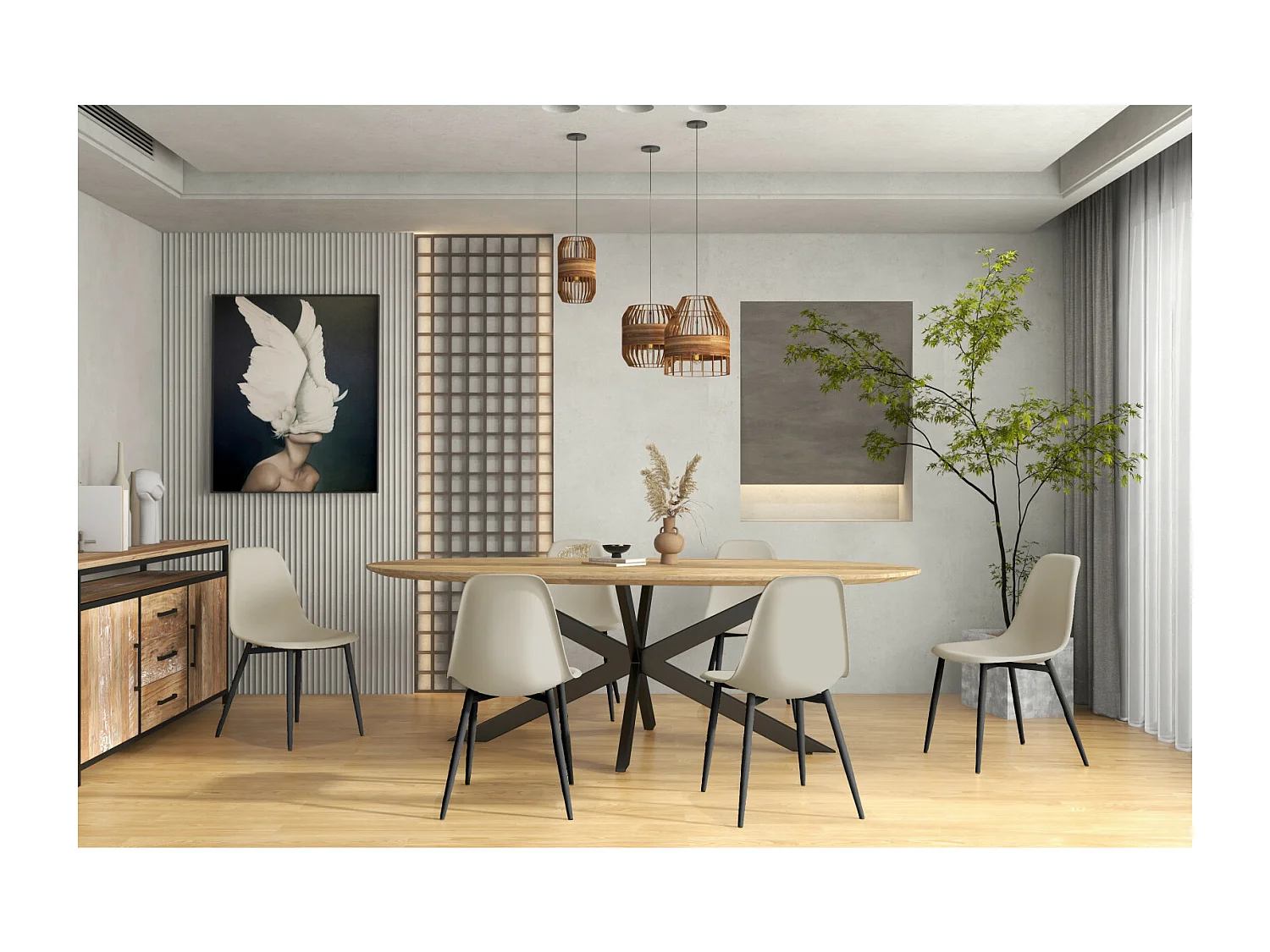 ESTER-Sedia mastice e metallo nero (x4)