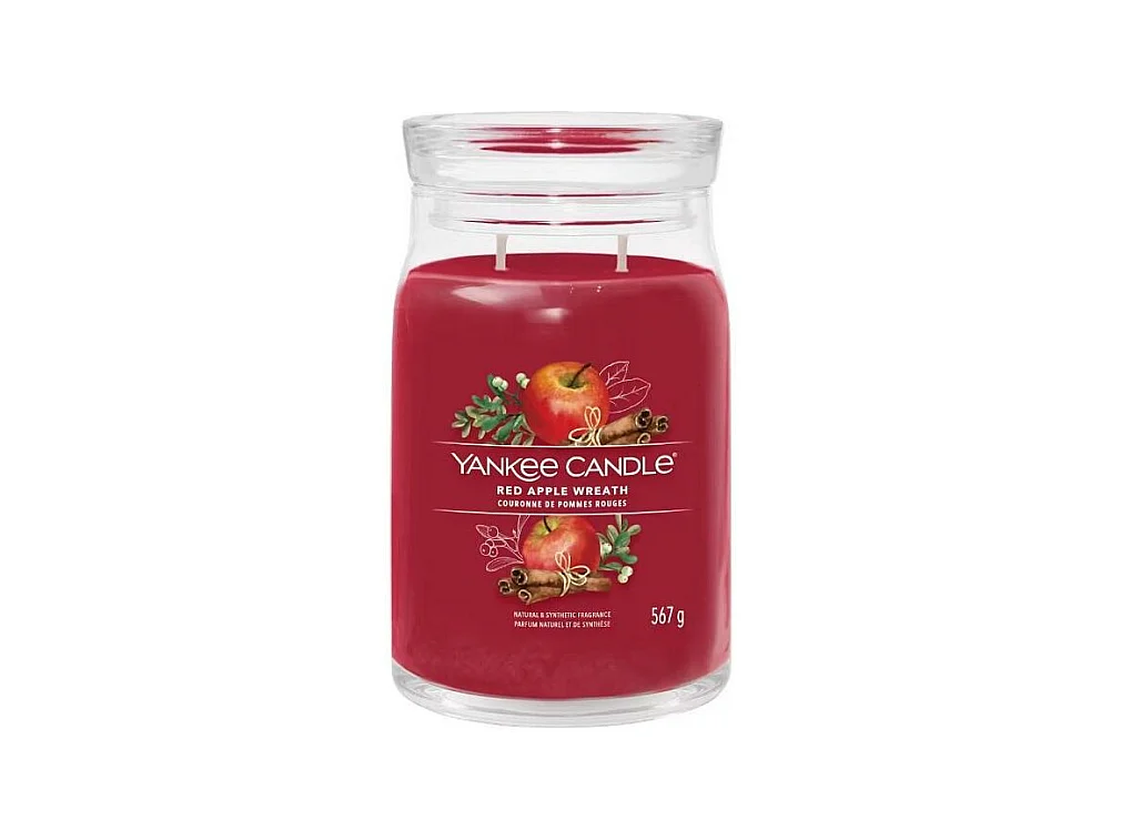 Geurkaars in grote pot, Red Apple Wreath, rood 567 gr, Signature