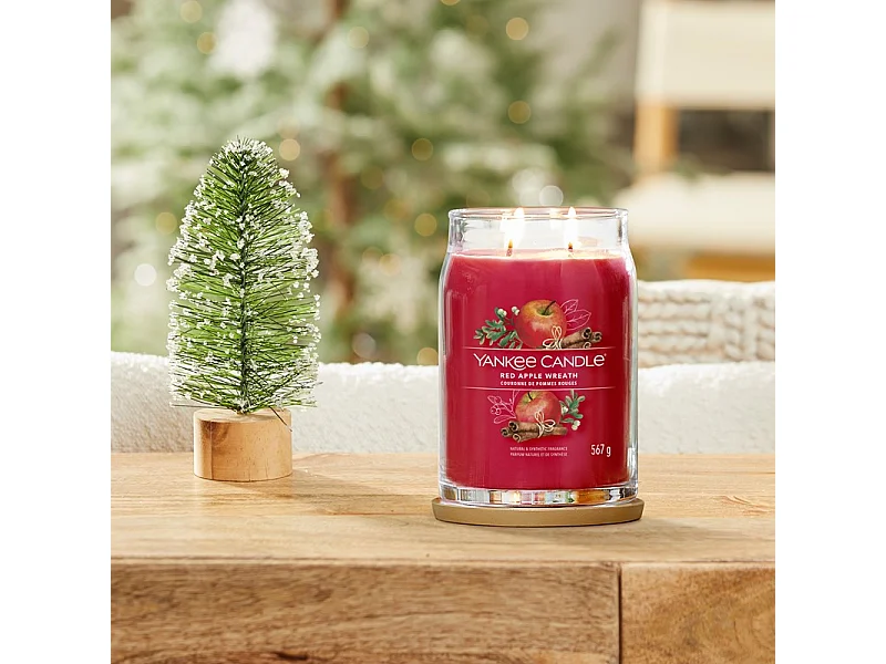 Bougie couronne de pommes rouges grand modèle