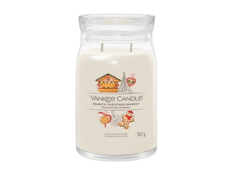 Vela em frasco grande, Munich Christmas Market, bege 567 gr, Signature
