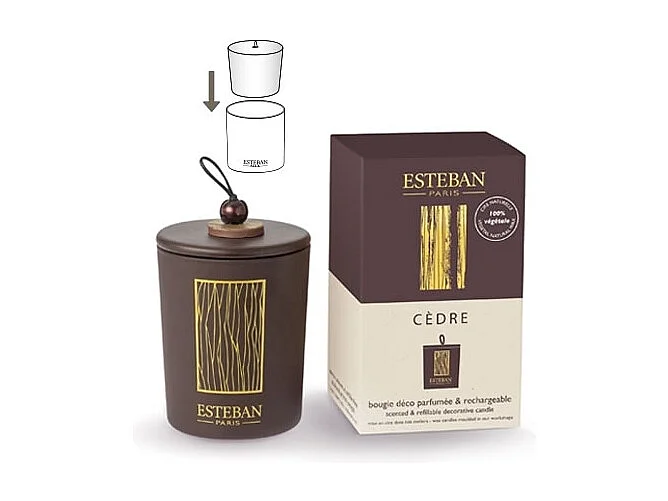 Bougie décorative parfumée rechargeable cèdre 170 g