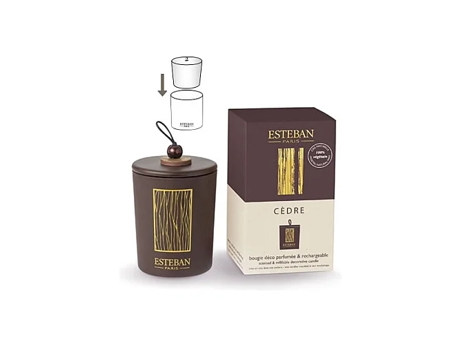 Bougie décorative parfumée rechargeable cèdre 170 g