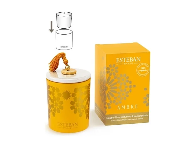 Bougie décorative parfumée rechargeable ambre 170 g
