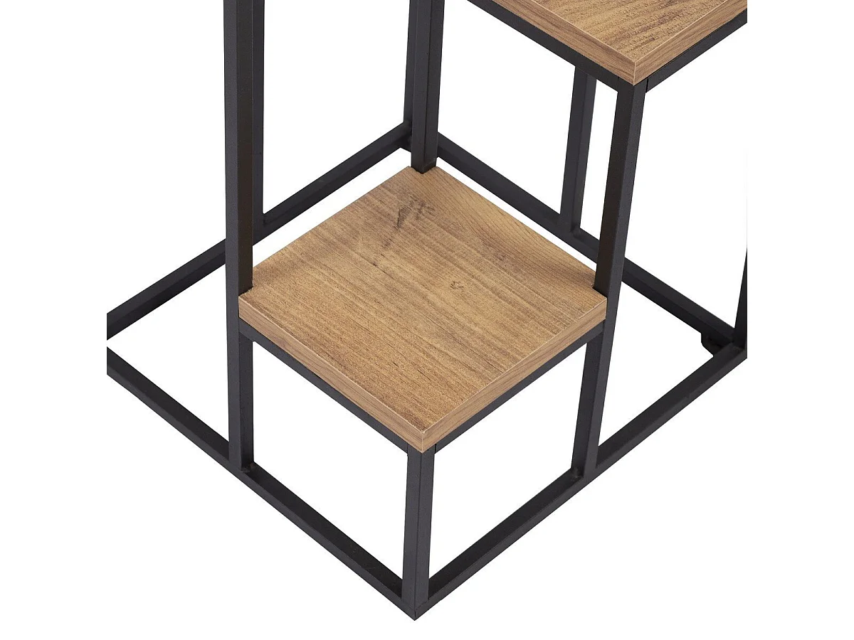 Estante multinivel decorado en madera de pino y negro H65 cm - JASON