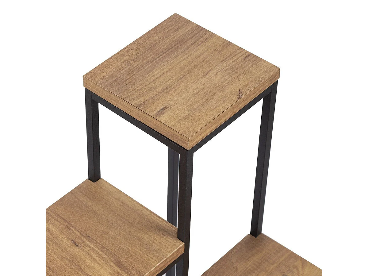 Mehrstufiges Regal Dekor Kiefernholz und Schwarz H65 cm – JASON