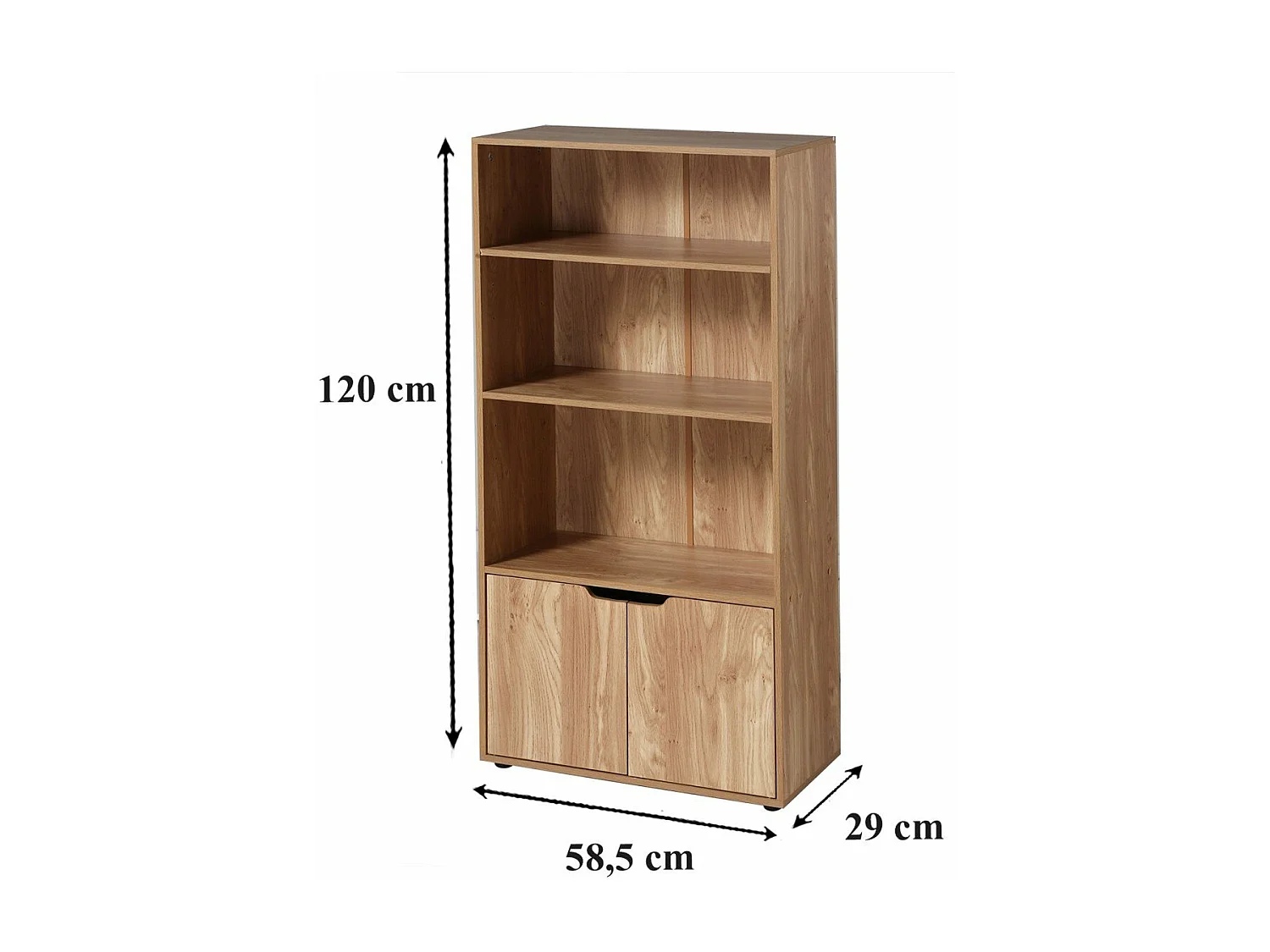 Étagère 3 niveaux et Rangement 2 portes H120 cm - MODU