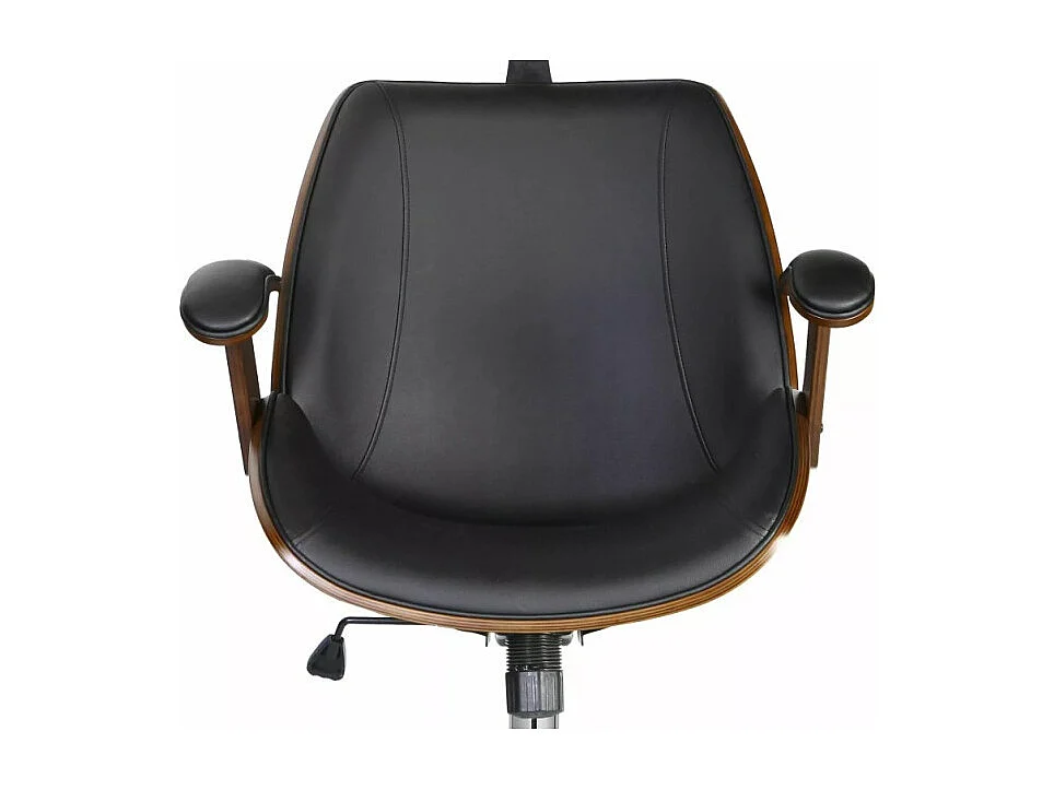 Silla de oficina de diseño en ecopiel negra y chapa de nogal Missouri