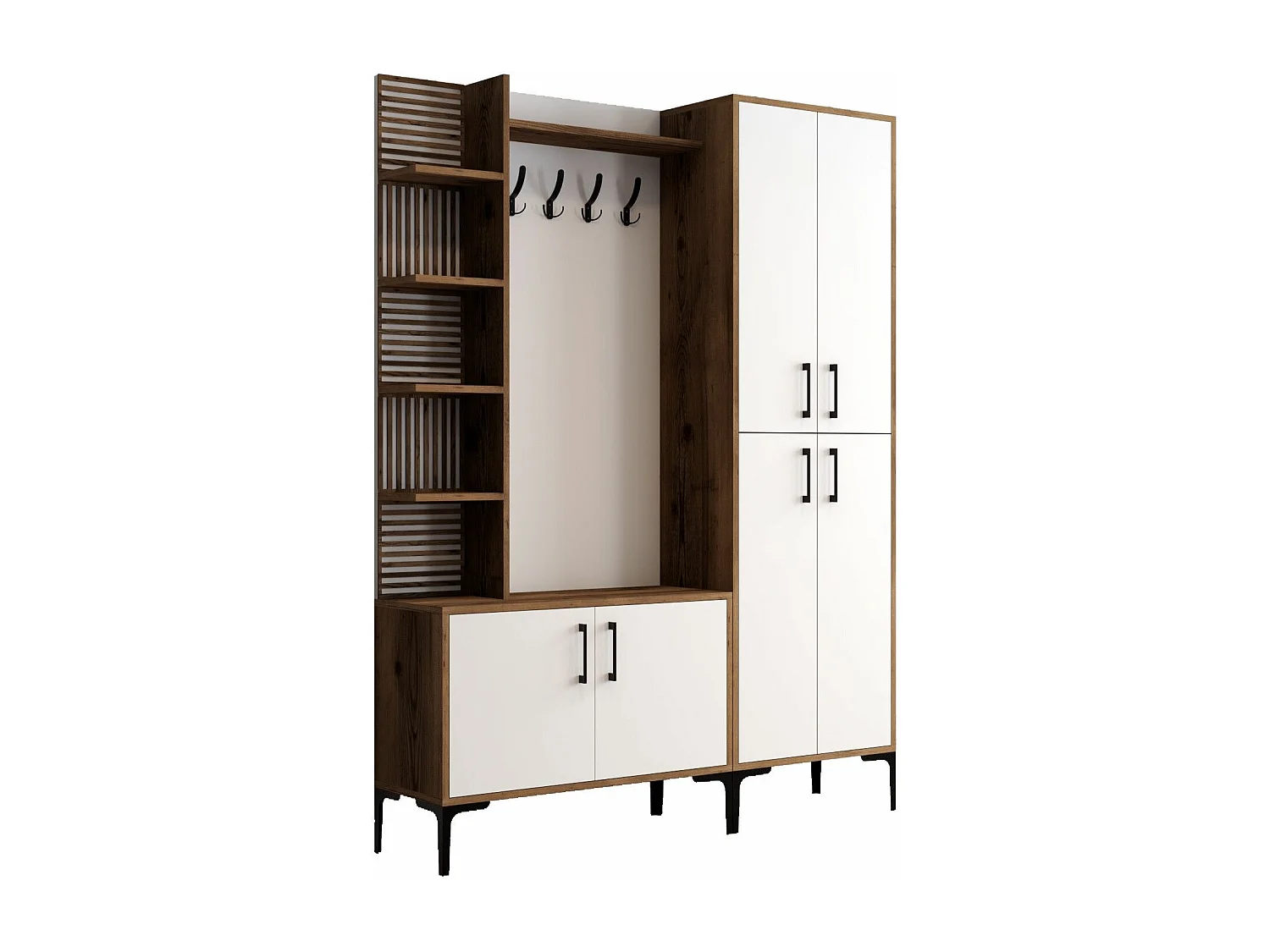 Ensemble armoire et porte manteau Vicente Bois foncé et Blanc