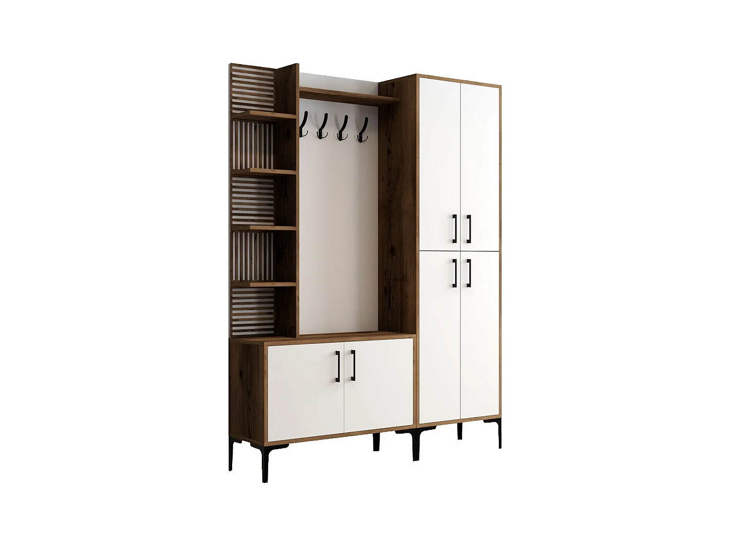 Ensemble armoire et porte manteau Vicente Bois foncé et Blanc