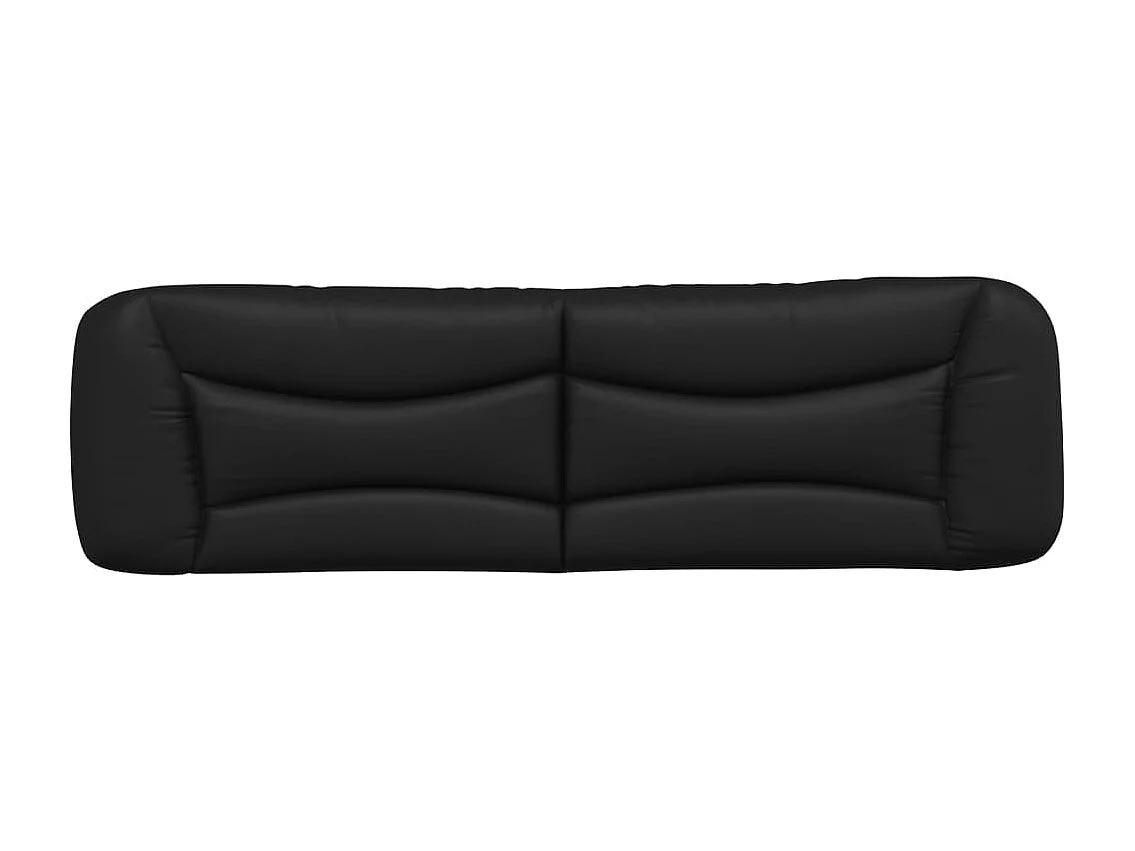 Cabecero de cama acolchado cuero sintético negro 180 cm
