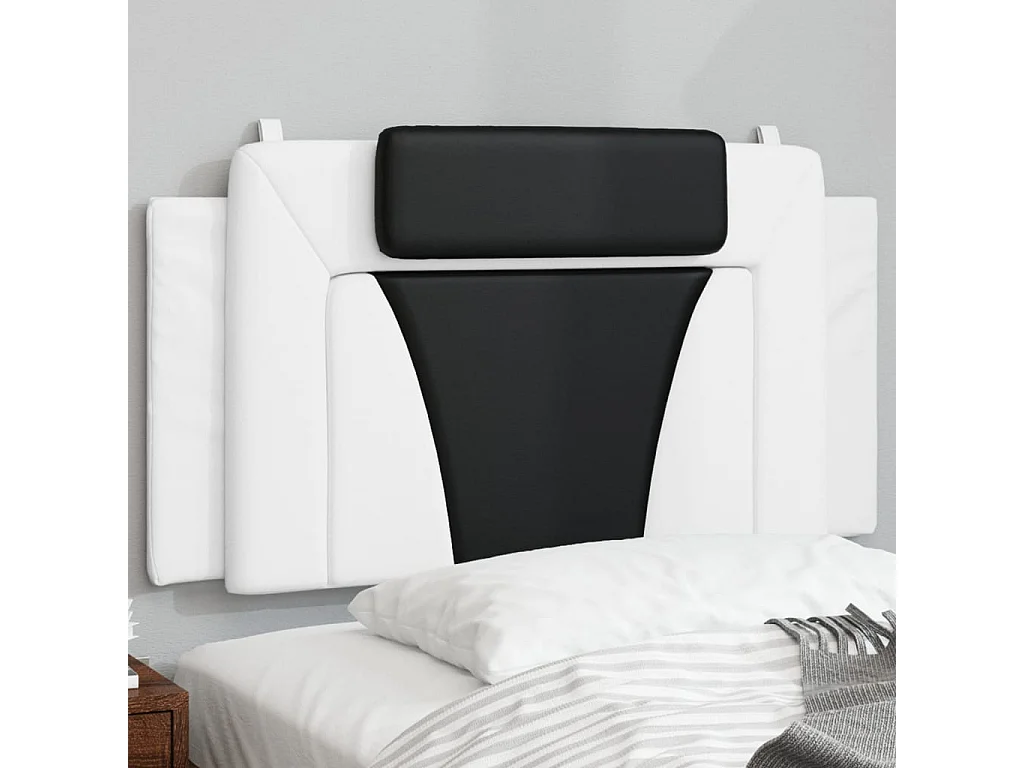 Coussin de tête de lit noir et blanc 100 cm similicuir