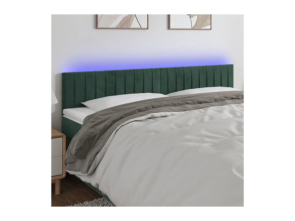 Tête de lit à LED Vert foncé 200x5x78/88 cm Velours