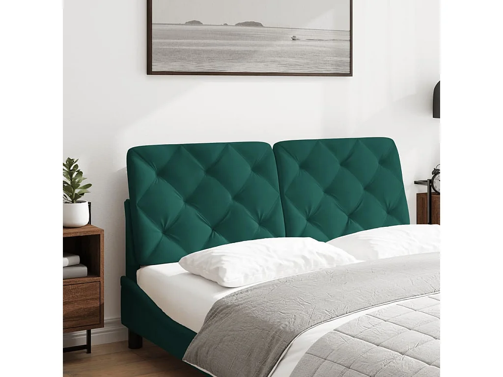 Coussin de tête de lit vert foncé 120 cm velours